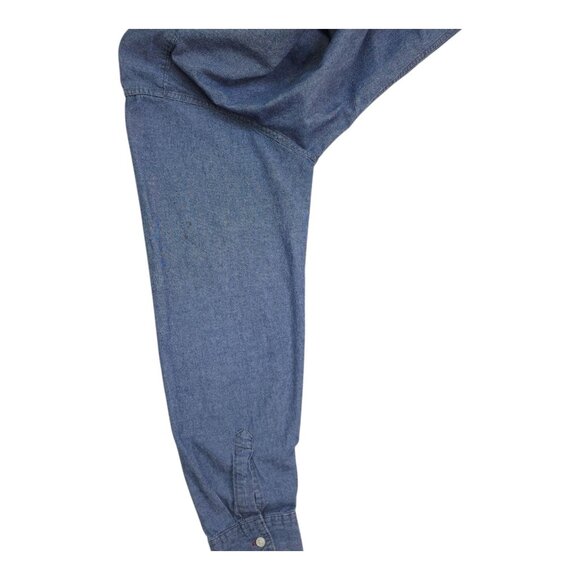 Mens Wrangler Jeans Co. Red Long Sleeve Denim Pearl Snap Shirt XL - Picture 6 of 10